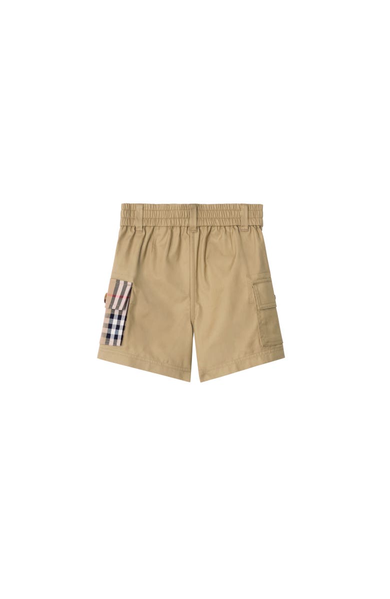 Burberry Check Trim Cotton Cargo Shorts, Alternate, color, Sand Beige
