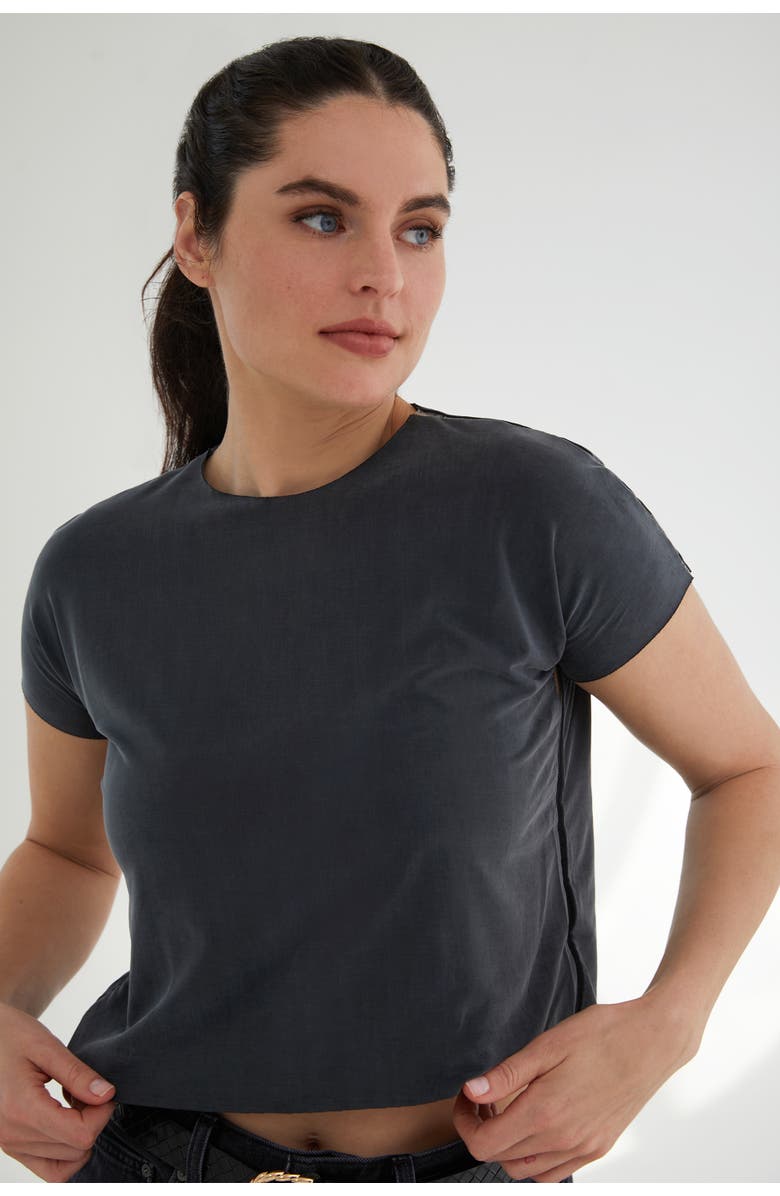 KADA The Cupro Infinity Tee Crop, Alternate, color, Ink