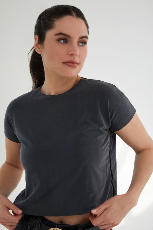 Kada The Cupro Infinity Tee Crop In Black