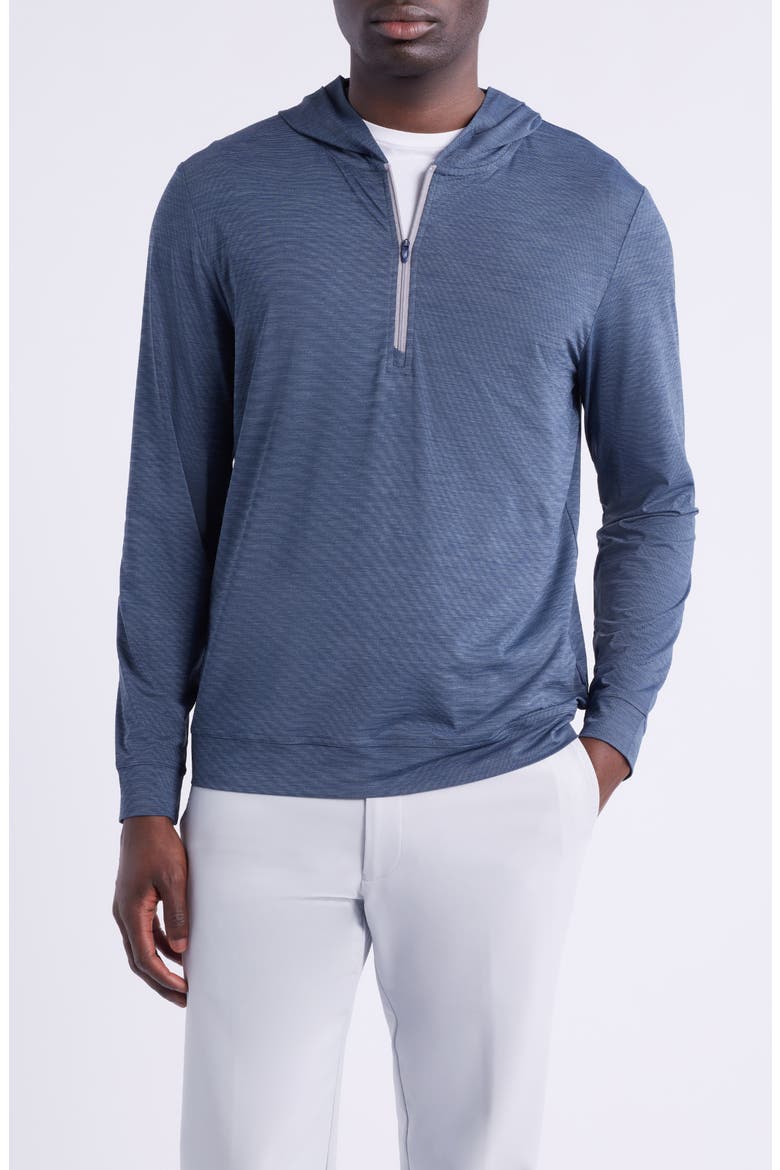 Bixler Hooded Quarter Zip Pullover, Main, color, NAVY