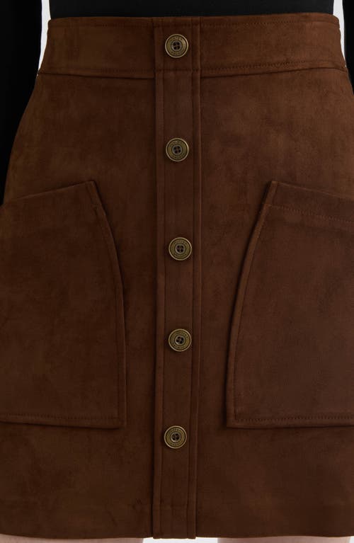 Hunter Faux Suede Miniskirt In Brown