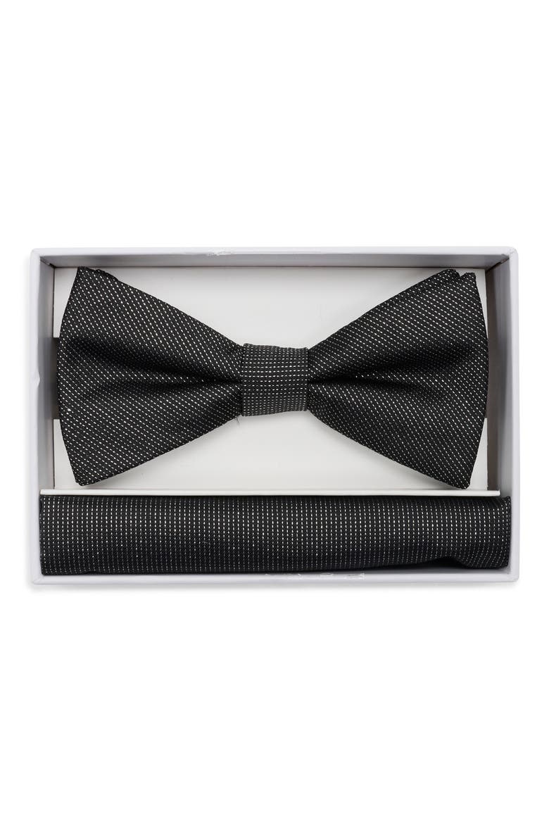 Satin Bow Tie & Pocket Square Set, Alternate, color, SILVER/BLACK