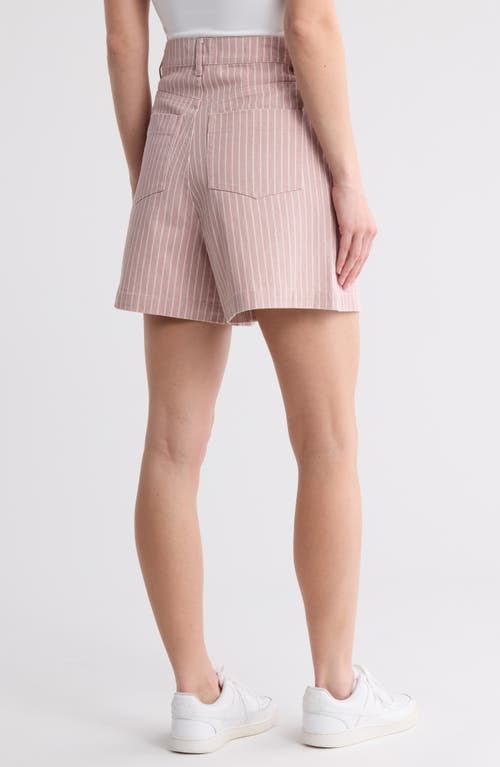 Vigoss Stripe Cotton Bermuda Shorts In Light Pink Combo