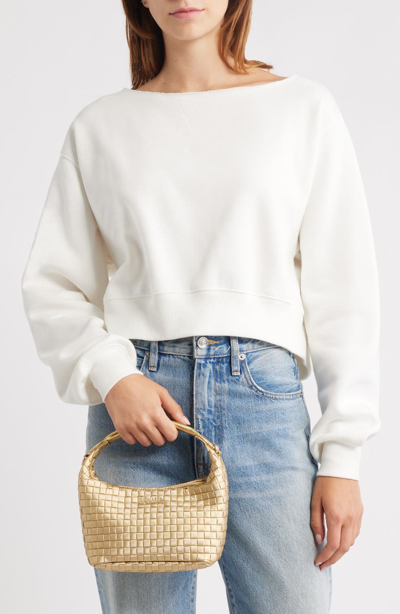 MZ Wallace Mini Metallic Woven Top Handle Hobo Bag, Alternate, color,