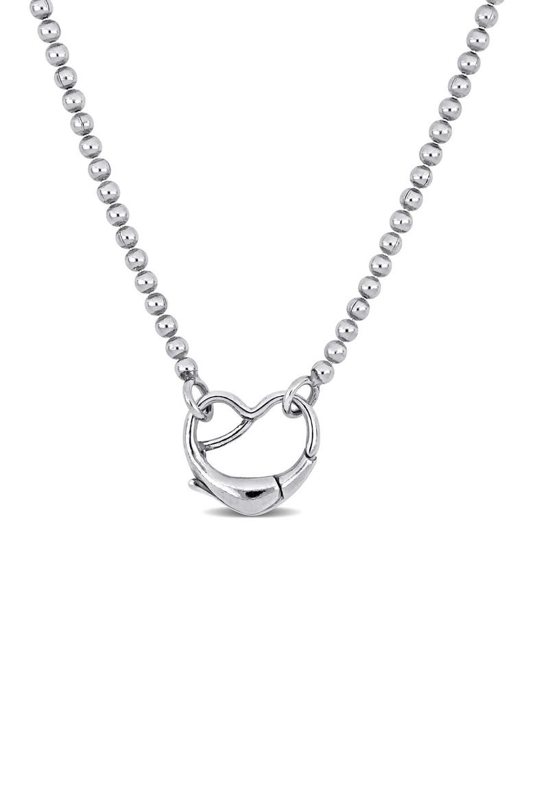 Sterling Silver Ball Chain Heart Clasp Necklace, Main, color, SILVER