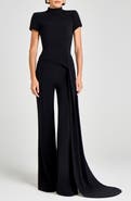 NADINE MERABI Pleated Drape Mock Neck Top