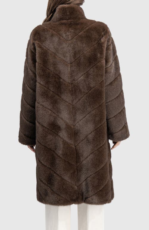 Lyla Grant Fur-free Mink (faux Fur) Short Coat In Brown