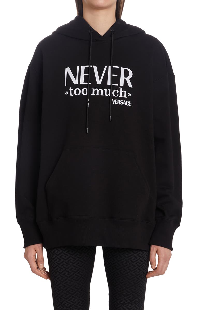 Versace Never Too Much Cotton Graphic Hoodie, Main, color, 