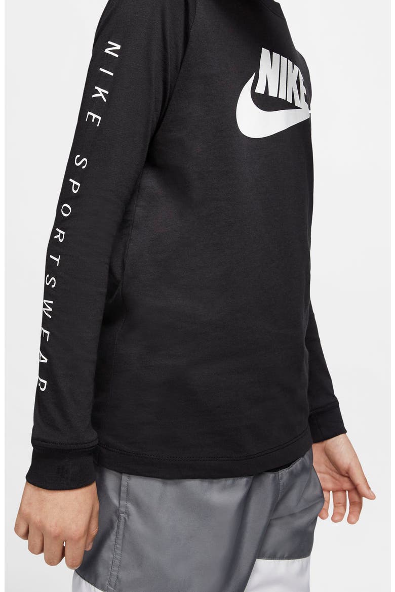 Kids' Sportswear Long Sleeve Logo Graphic Tee, Alternate, color, BLACK