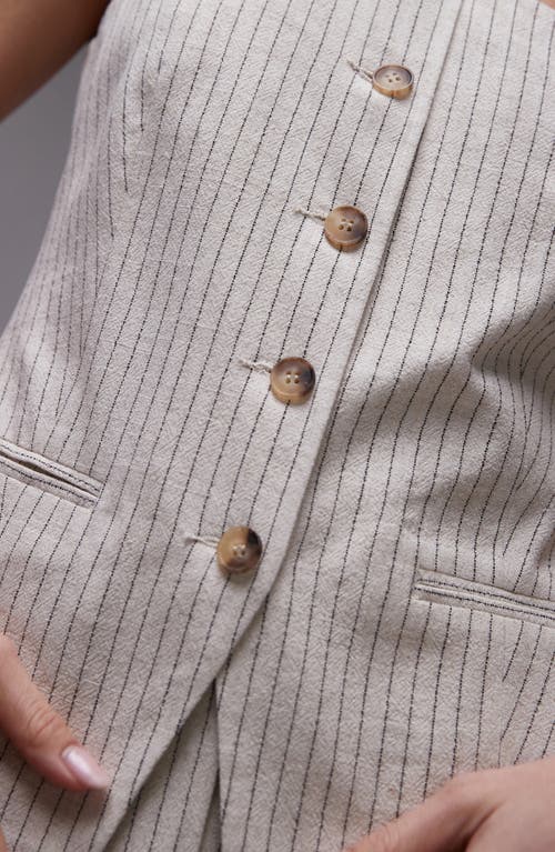 Topshop Stripe One-shoulder Vest In Cream