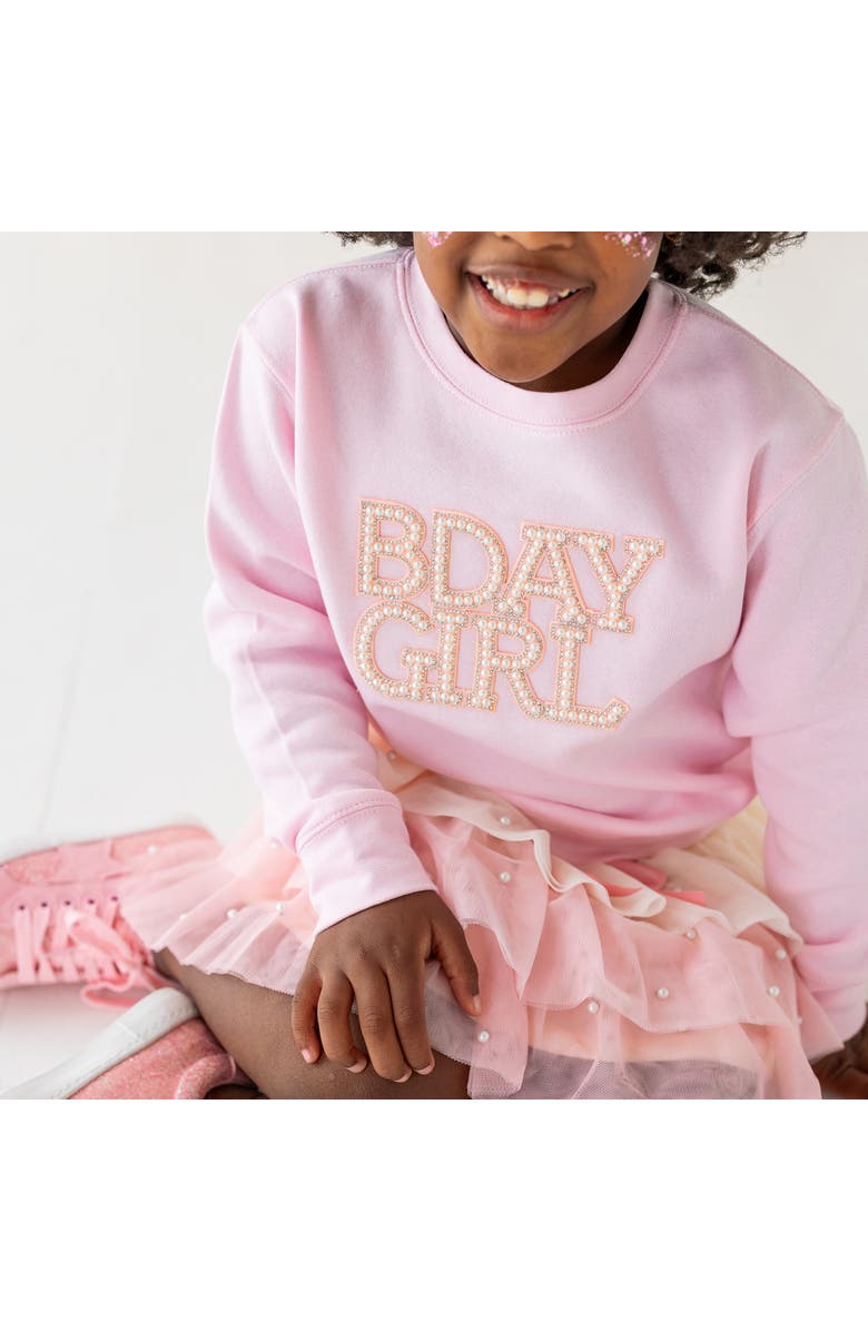 Sweet Wink Pearl BDay Girl Patch Sweatshirt, Alternate, color, Ballet Pink
