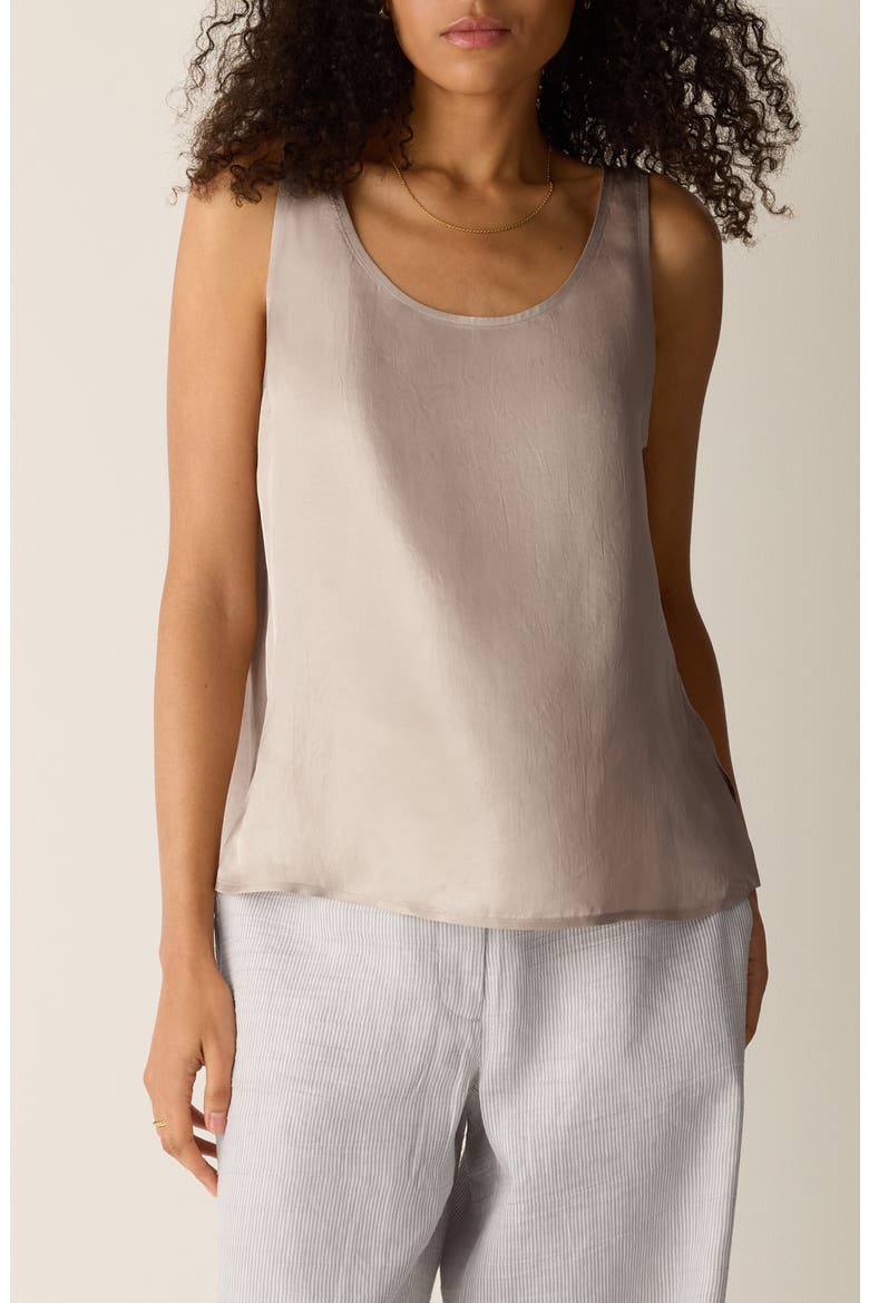 Scoop Neck Satin Tank, Main, color, WHEAT