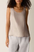 Eileen Fisher Scoop Neck Satin Tank