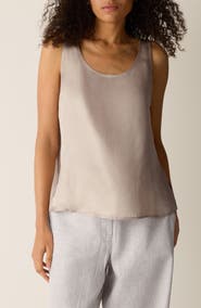 Eileen Fisher Scoop Neck Satin Tank