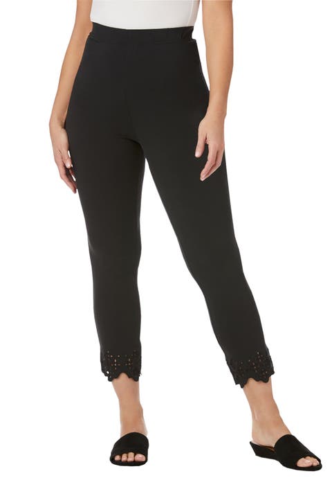 Stretch Cotton Eyelet Capri Legging (Plus Available)