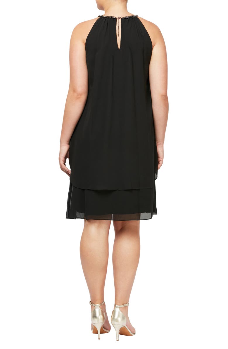 SL FASHIONS Split Front Chiffon Beaded Dress, Alternate, color,