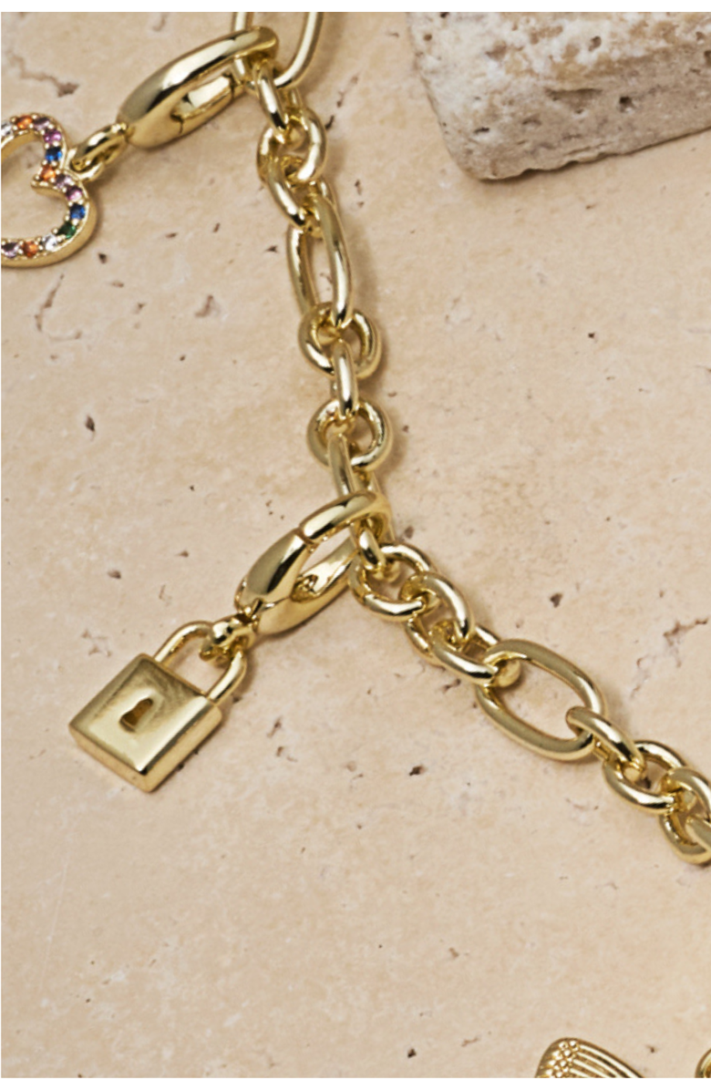 Untamed Petals Lock Charm, Alternate, color, Gold