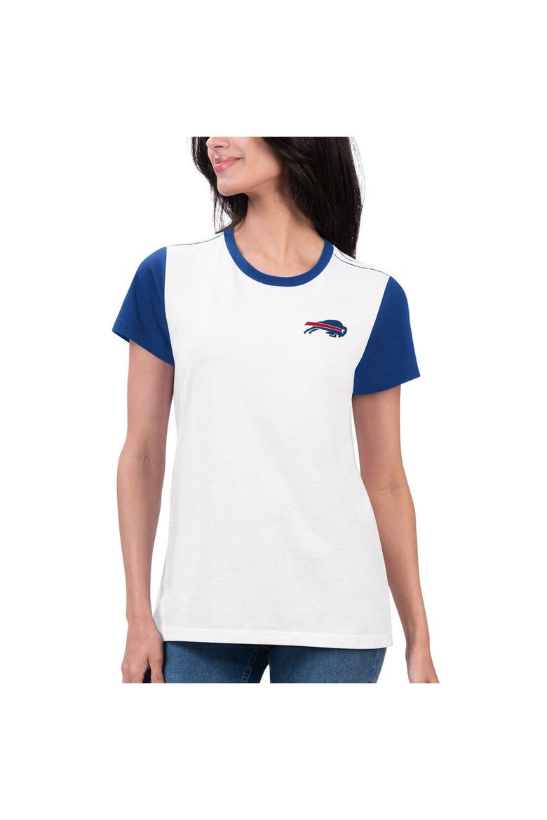 Women's G-III 4Her by Carl Banks White/Royal Buffalo Bills Fashion Illustration T-Shirt, Main, color, White