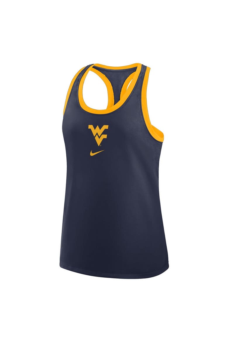 Women's Nike Navy West Virginia Mountaineers Primetime Tri-Blend Racerback Tank Top, Alternate, color, Navy