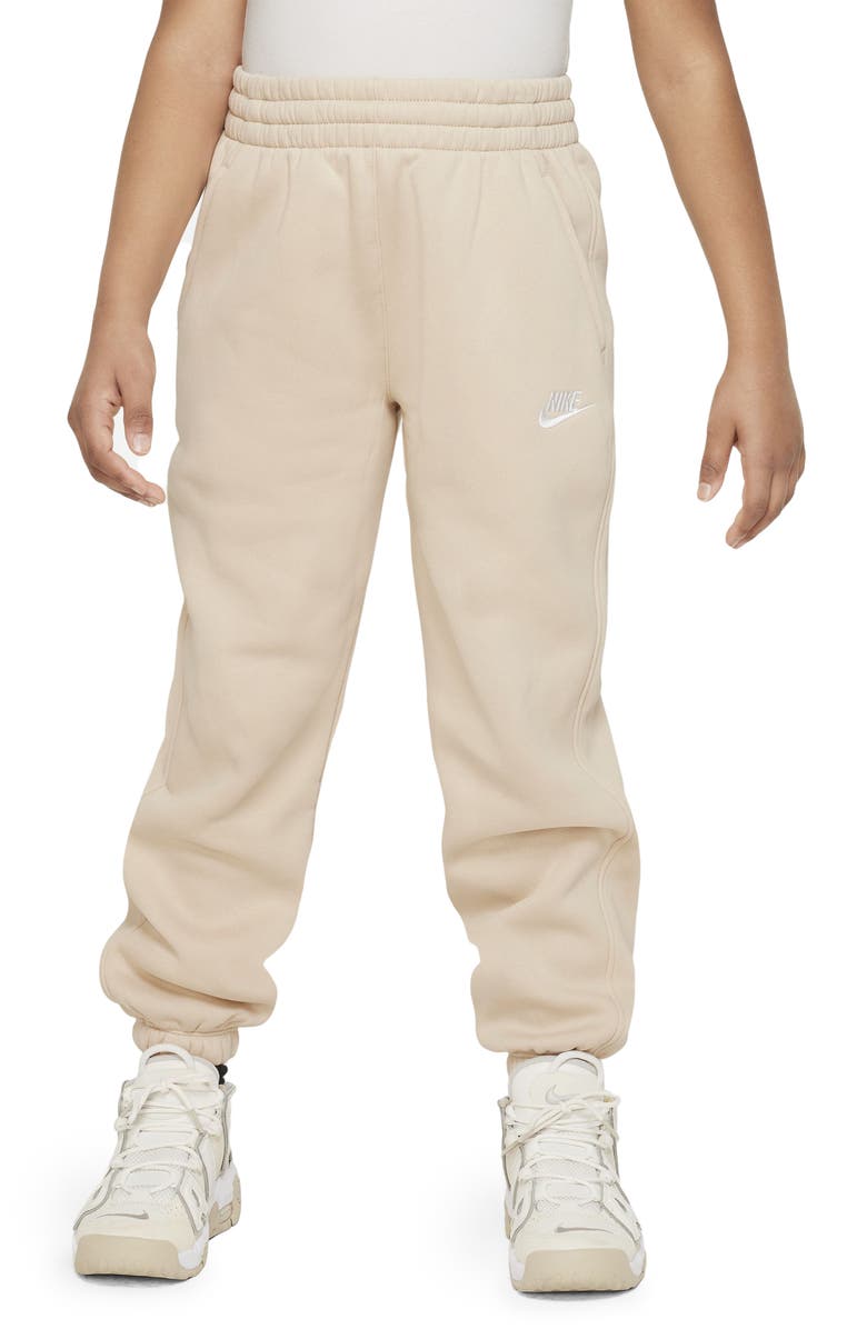 Nike Kids' Sportswear Club Fleece Sweatpants, Main, color, Sanddrift/Sanddrift/White