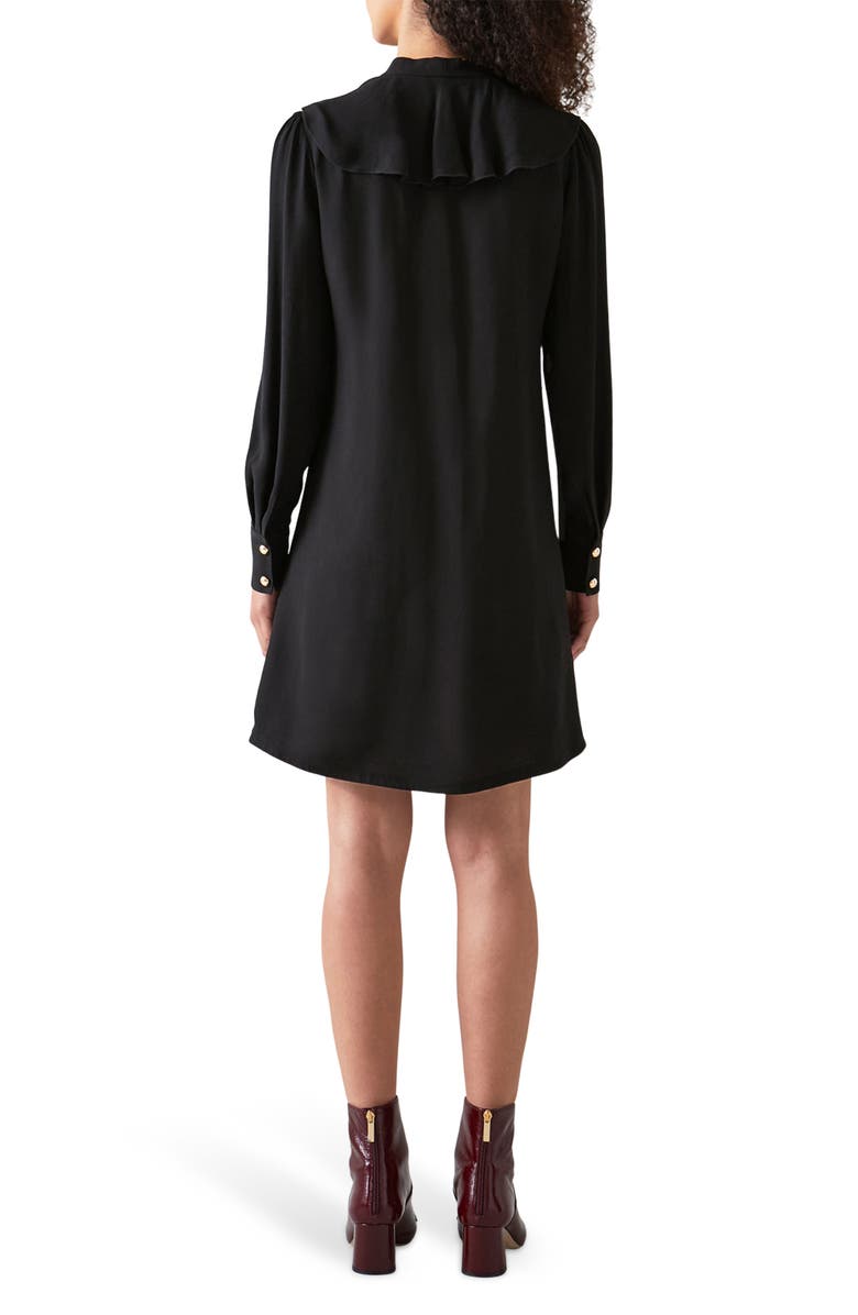 LK Bennett Millie Long Sleeve Crepe Tunic Dress, Alternate, color, Black