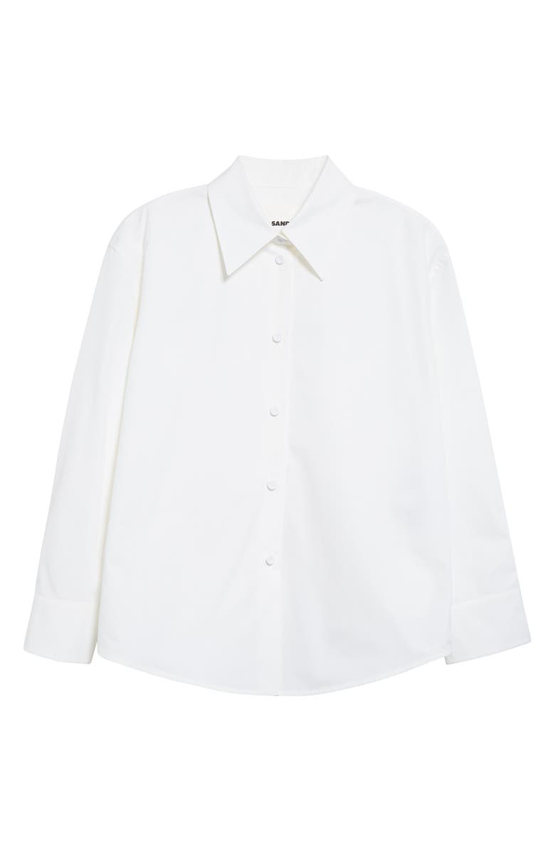 Jil Sander Classic Crop Cotton Button-Up Shirt, Alternate, color, Optic White