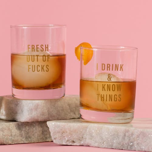 Totalee Gift I Drink & I Know Things Rocks Glass Clear 18 oz In Transparent