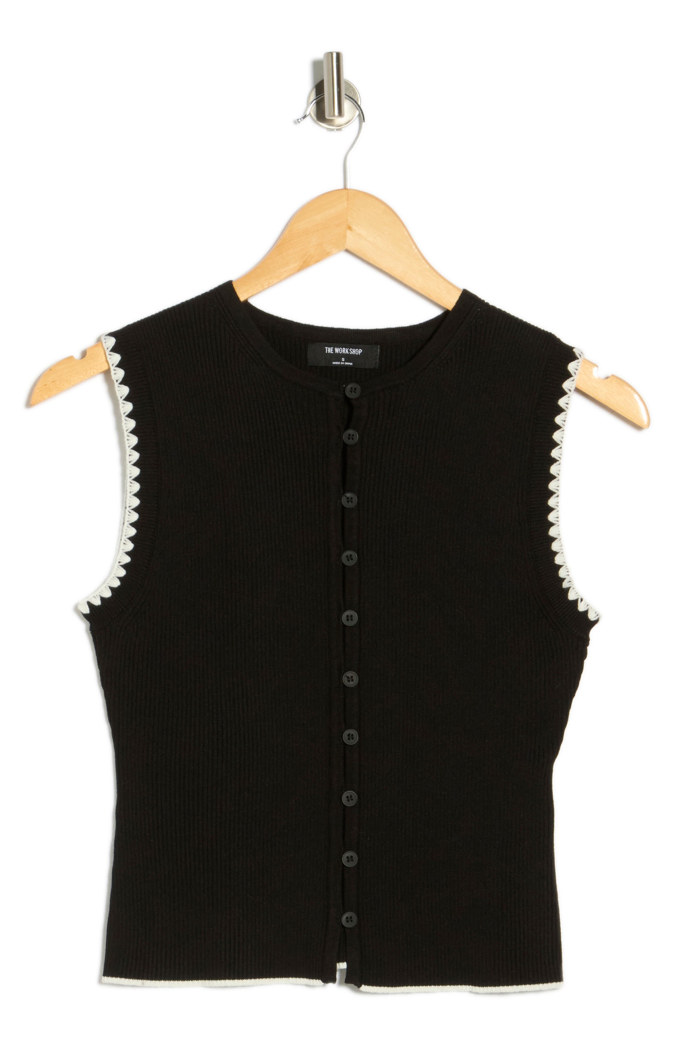 Blu Pepper Contrast Stitch Knit Button Front Top