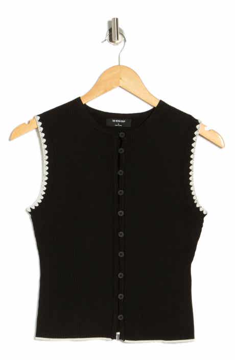 Blu Pepper Contrast Stitch Knit Button Front Top