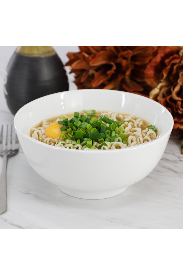 2 Piece 6.9 Inch Fine Ceramic Noodle Bowl Set, Alternate, color, White