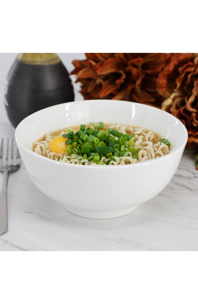 Gibson Home Great Essentials 2 Piece 6.9 Inch Fine Ceramic Noodle Bowl Set, Alternate, color, White