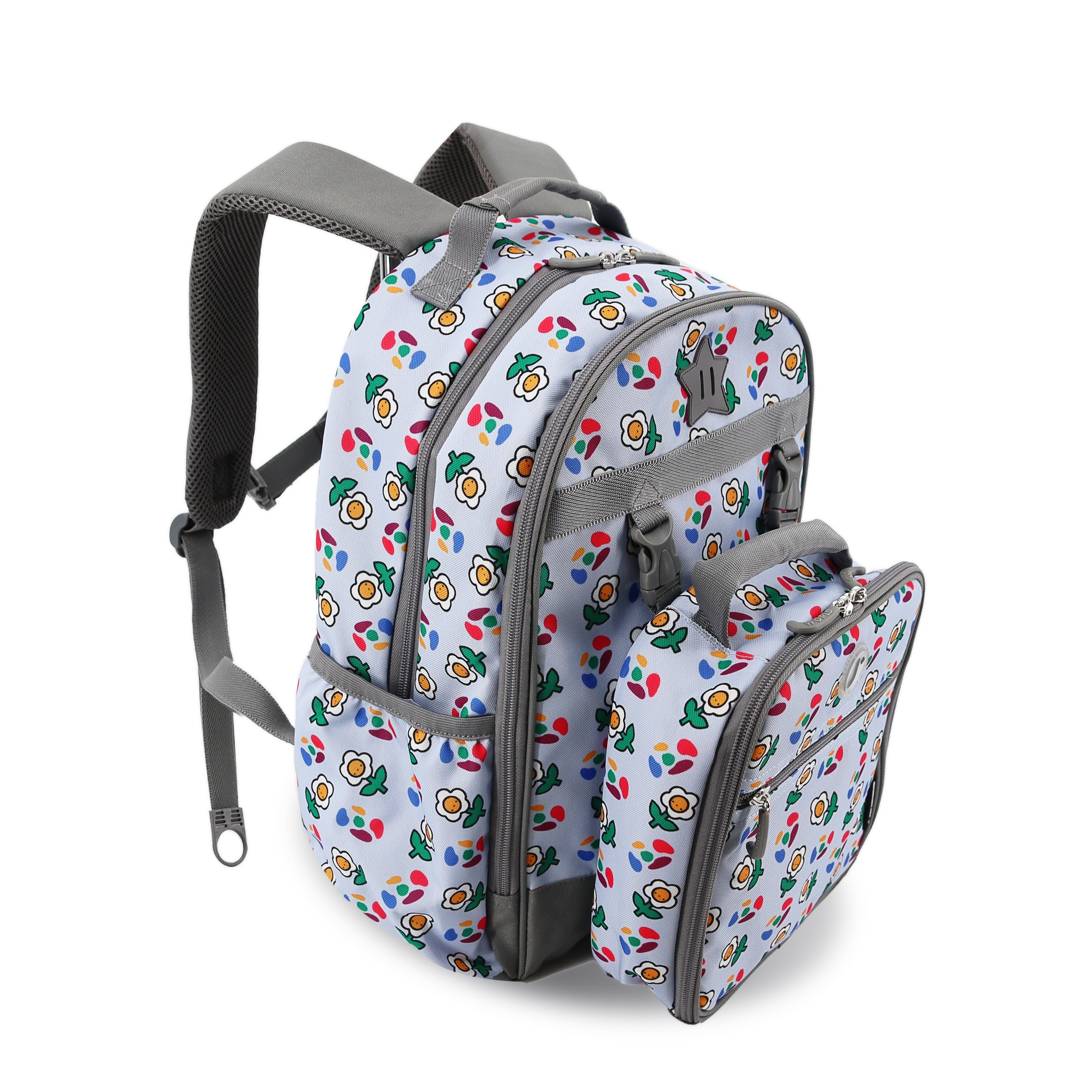 J World Duet Kid's 16" Backpack With Detachable Lunch Box For School, Alternate, color, Every Daisy