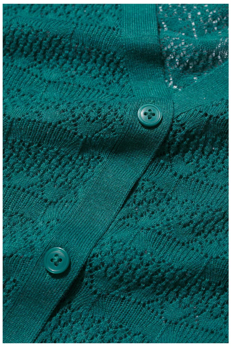 Sweet Day Pointelle Organic Cotton Cardigan, Alternate, color, KNIT MELANGE DEEP DIVE