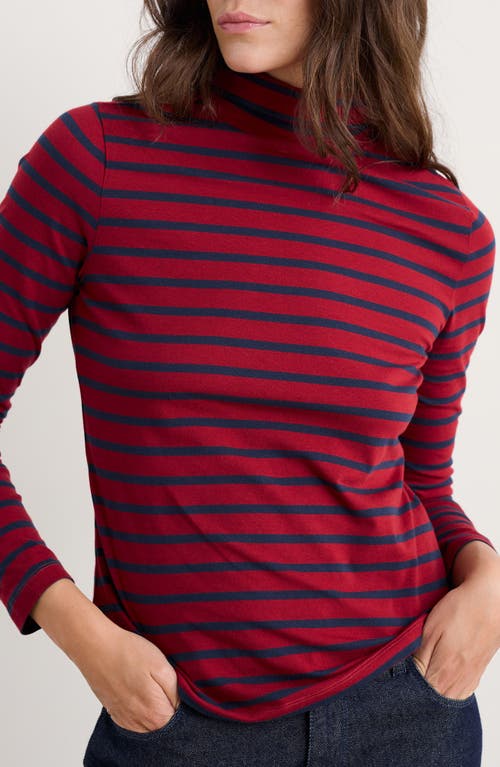 Seasalt Cornwall Landing Stripe Turtleneck Stretch Organic Cotton Top In Multi