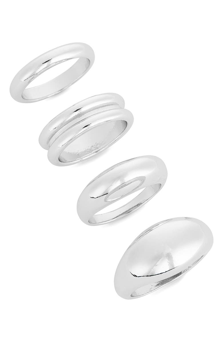 Leith 4-Pack Signet Rings, Main, color, Silver