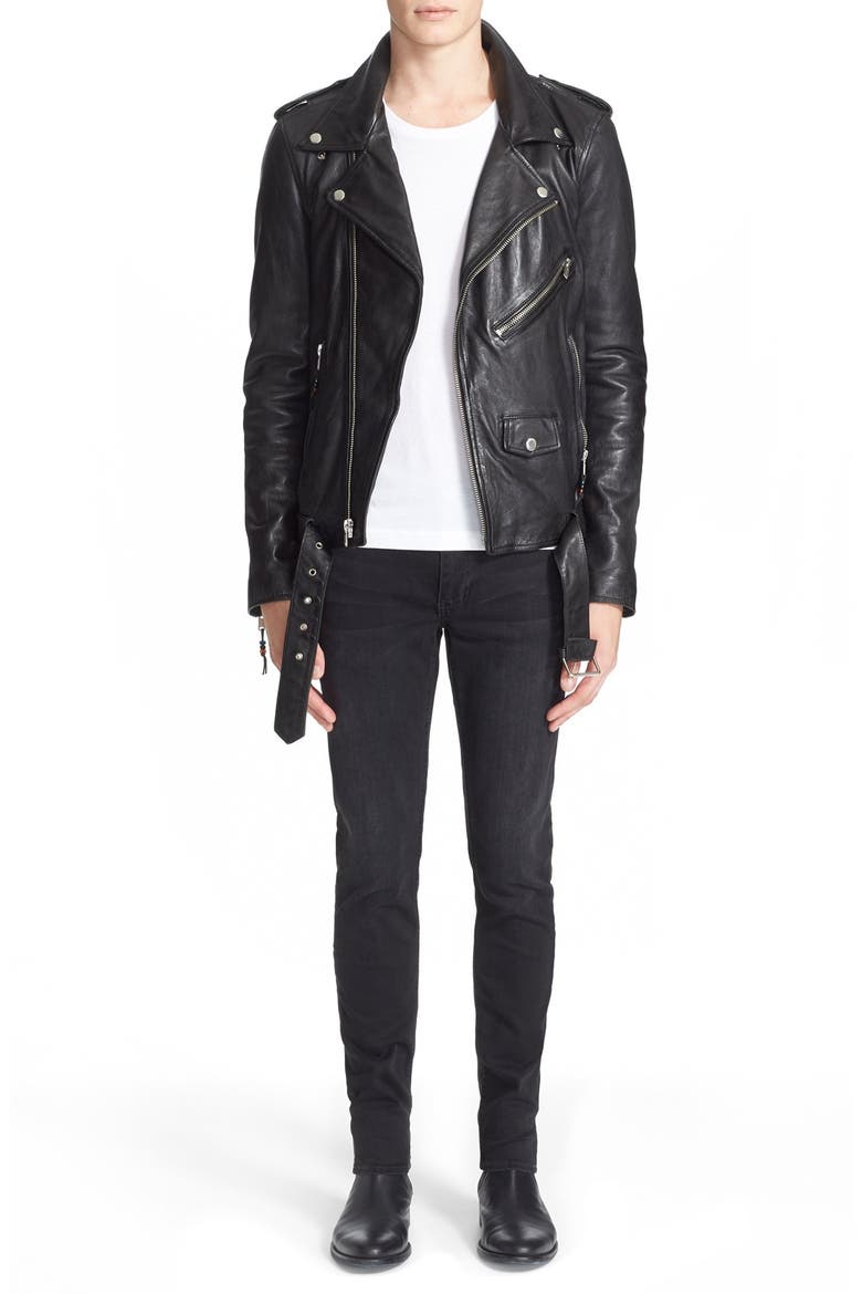 'Leather Jacket 5' Leather Moto Jacket, Alternate, color, BLACK