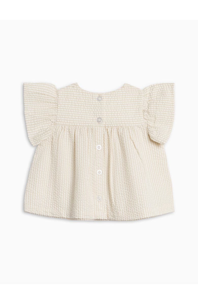 KENDI by Colored Organics Organic Viv Seesucker Ruffle Top, Alternate, color, Dune Stripe