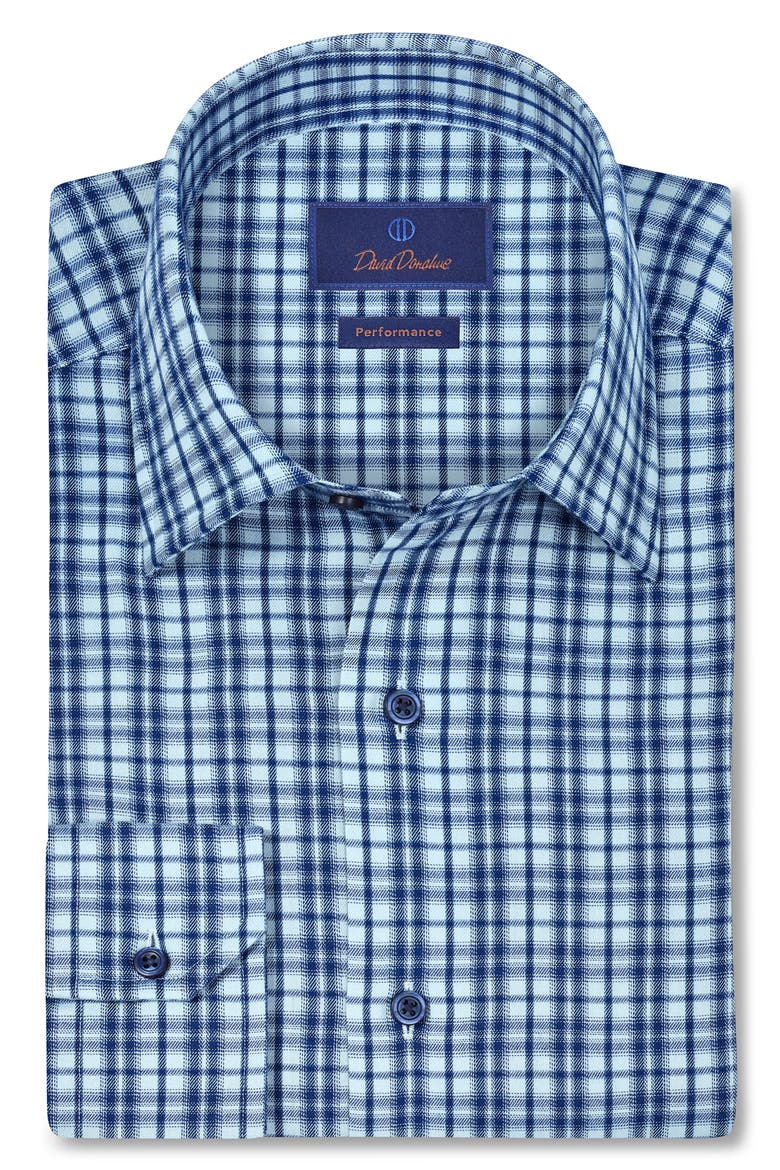Check Brushed Performance Sport Shirt, Main, color, BLUE