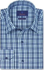 David Donahue Check Brushed Performance Sport Shirt