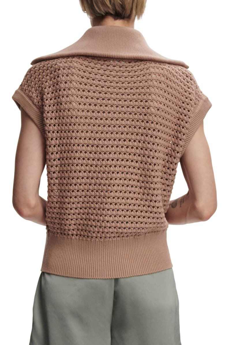 Varley Liliana Open Stitch Short Sleeve Zip-Up Cardigan, Alternate, color, Chanterelle