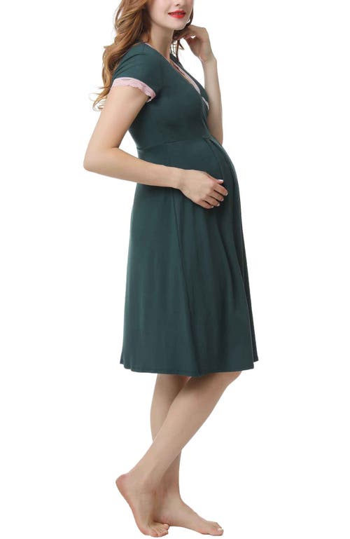 Kimi & Kai Jenny Maternity/nursing Nightgown In Forest Green