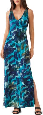 Karen Kane Tie Dye Burnout Side Slit Maxi Dress