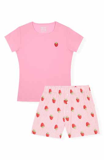 SLEEP ON IT Kids' Embroidered Strawberry T-Shirt & Boxer Shorts Set