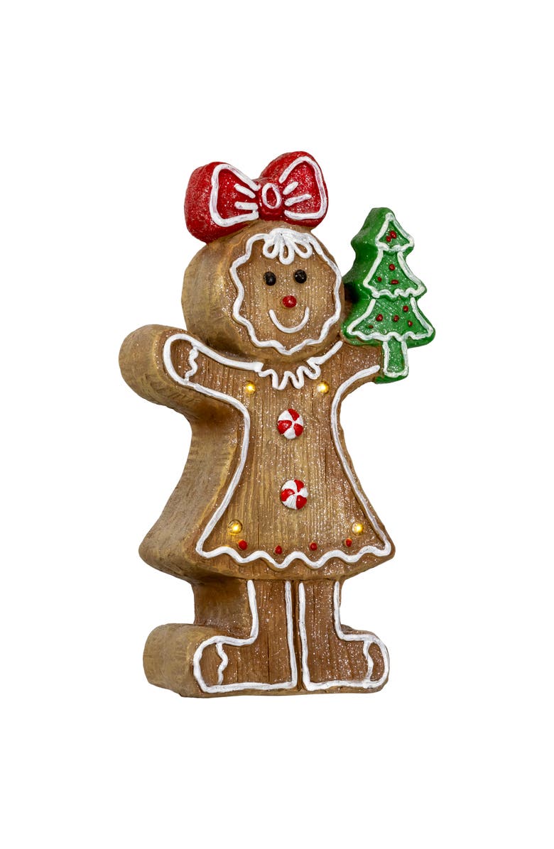 Northlight LED Lighted Gingerbread Girl Christmas Figurine - 15.25", Alternate, color, Brown