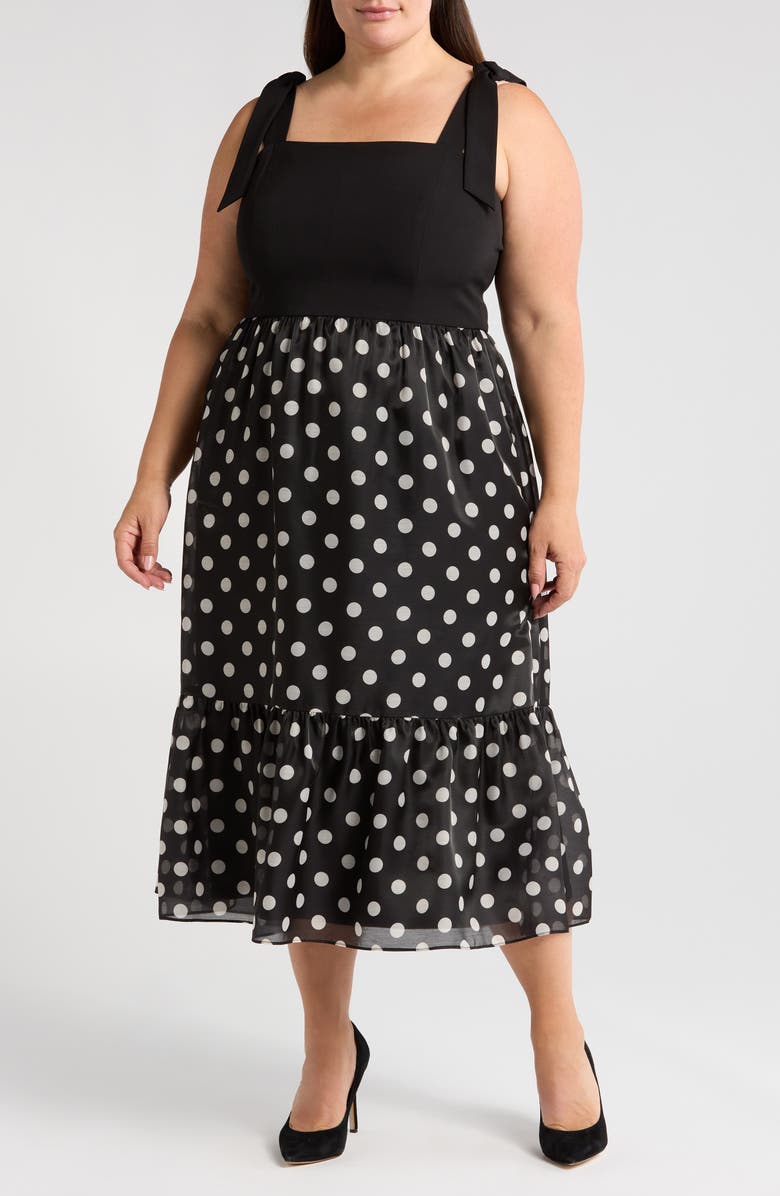 Anne Klein Tie Strap Midi Dress, Main, color, 