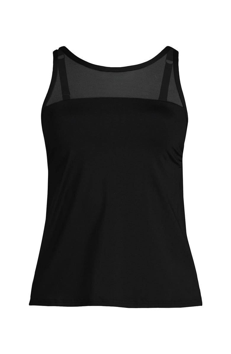 Lands' End D-Cup Chlorine Resistant Smoothing Control High Neck Tankini Swimsuit Top, Alternate, color, Black