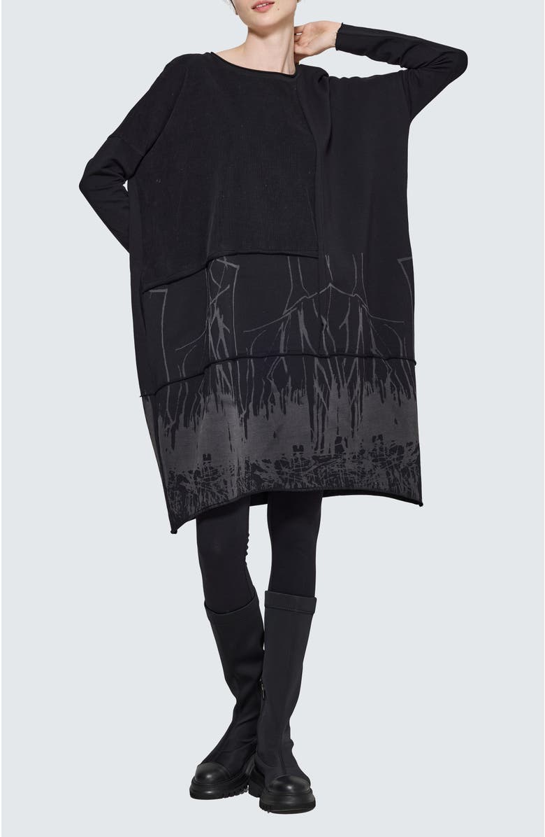 LUUKAA Mora Laser Printed Jersey Dress, Alternate, color, Ink Black