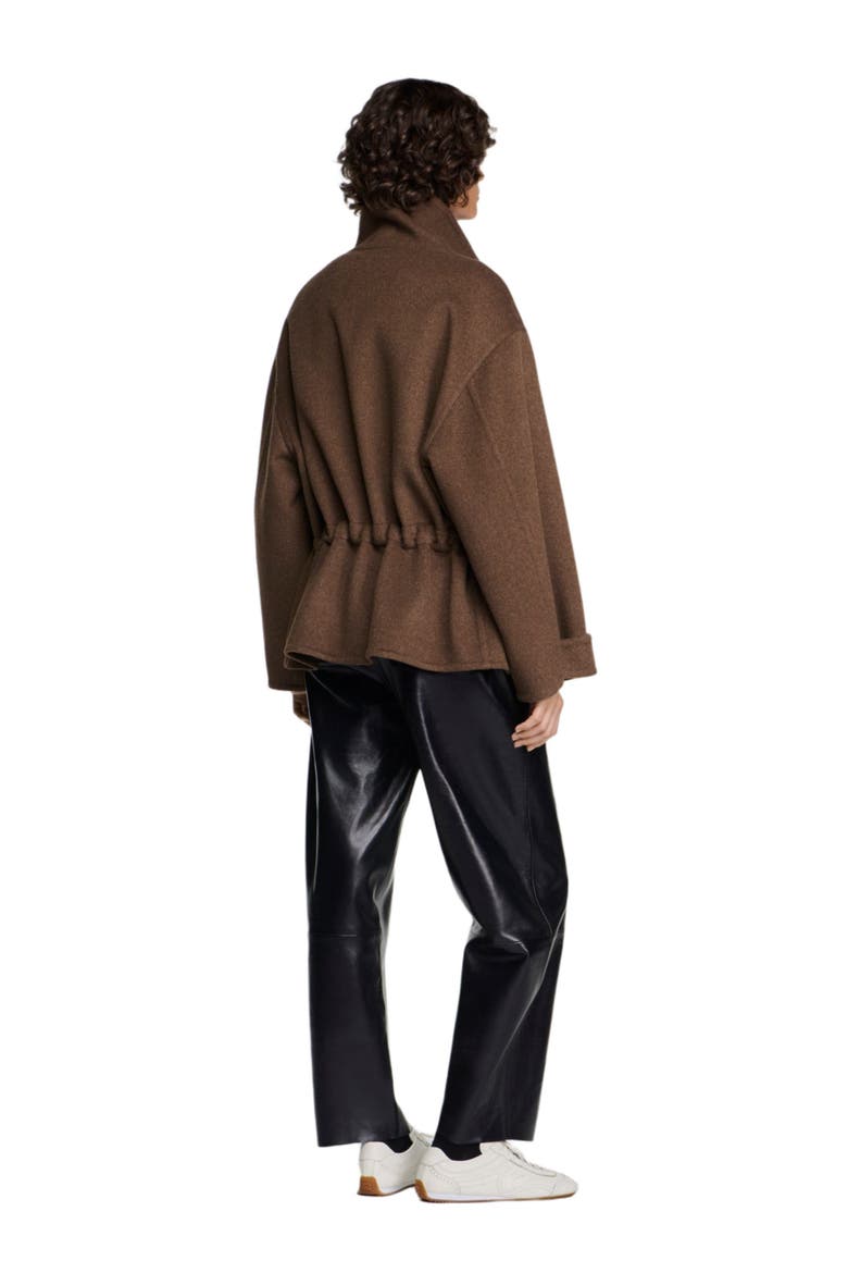 Double-faced standing collar coat, Alternate, color, Olive green