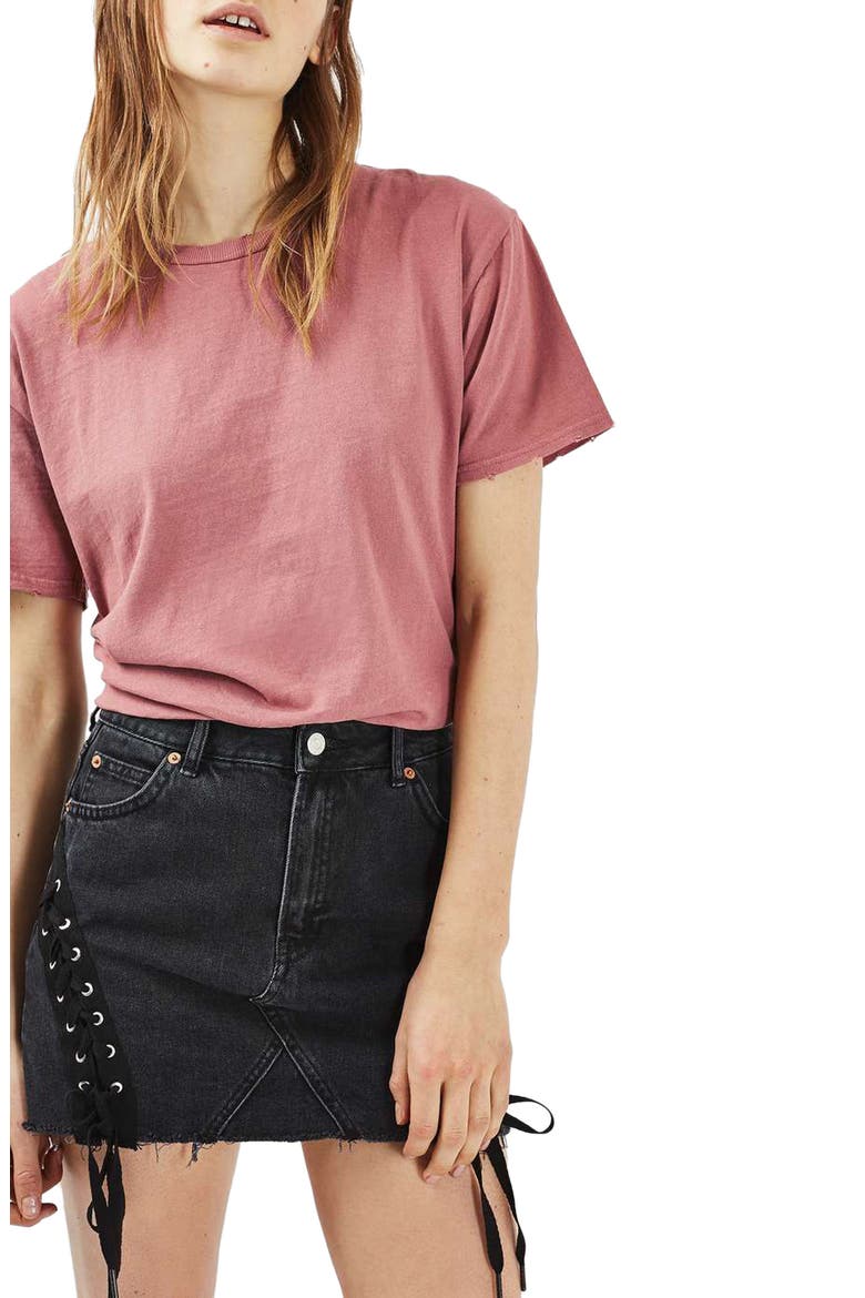 Distressed Edge Tee, Main, color, ROSE