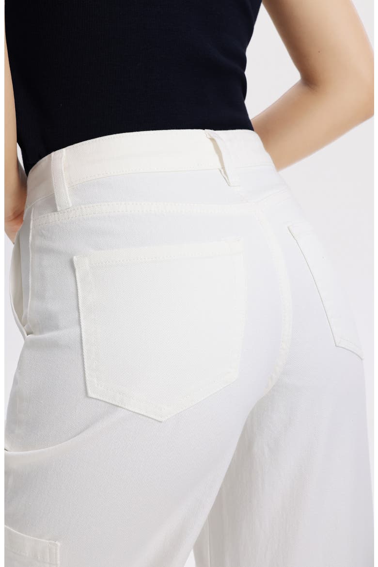 Drawstring High Waist Wide Leg Cargo Jeans, Alternate, color, WHITE